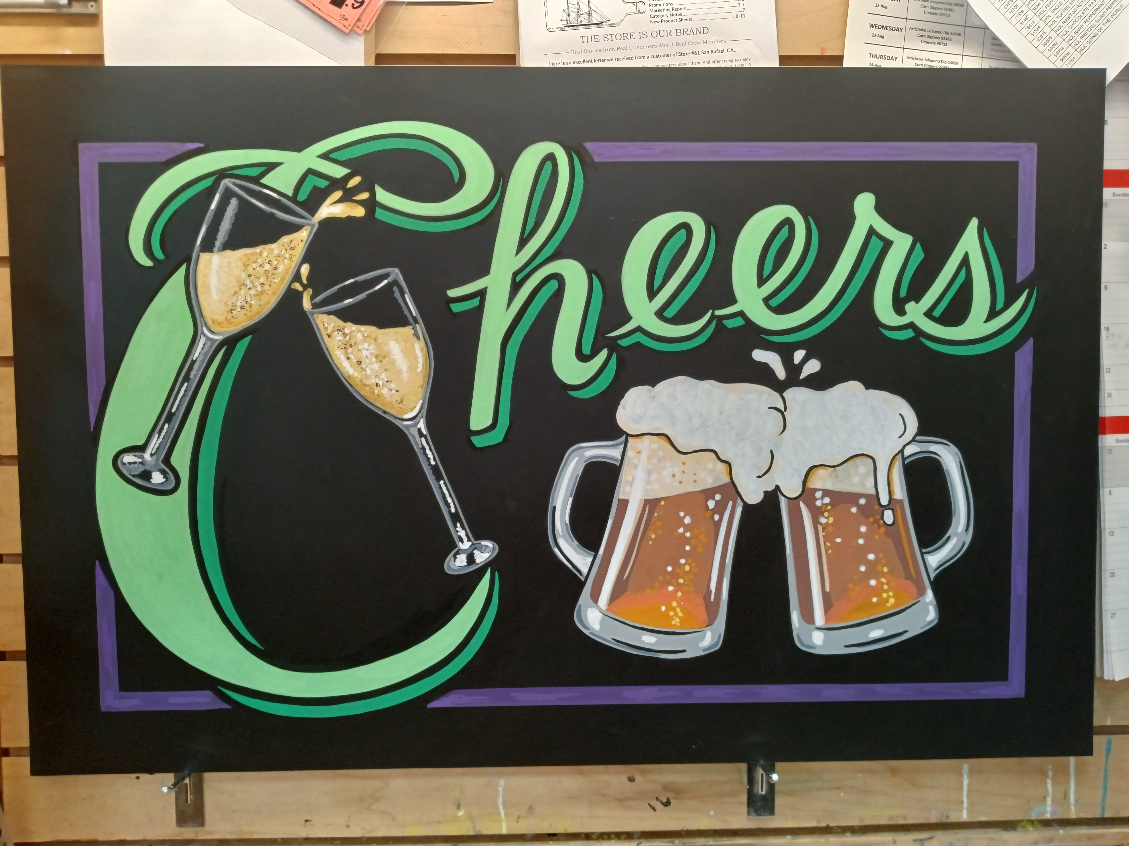 Cheers — hand-painted commercial bar sign