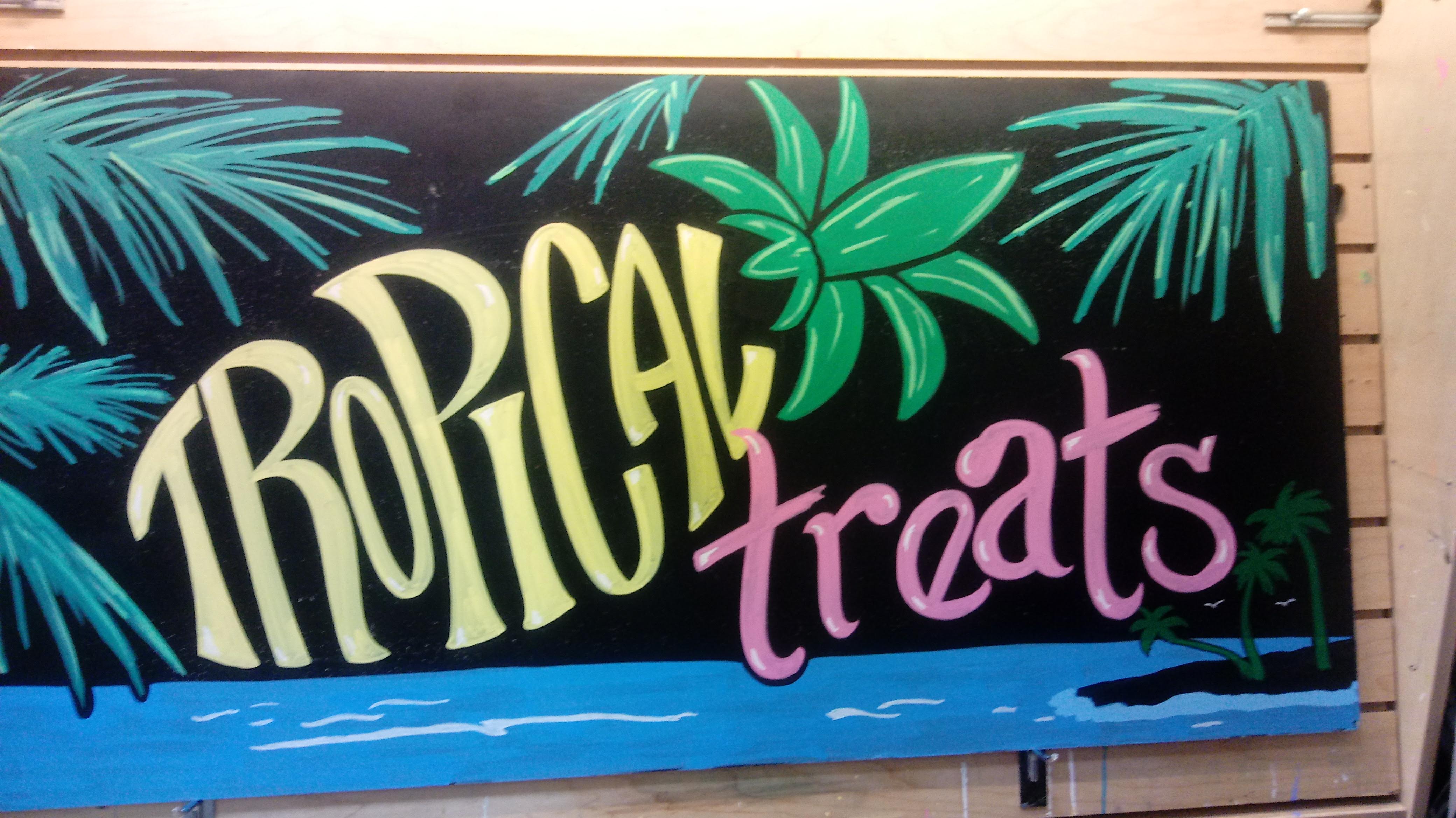 Tropical Treats — hand-painted commercial sign