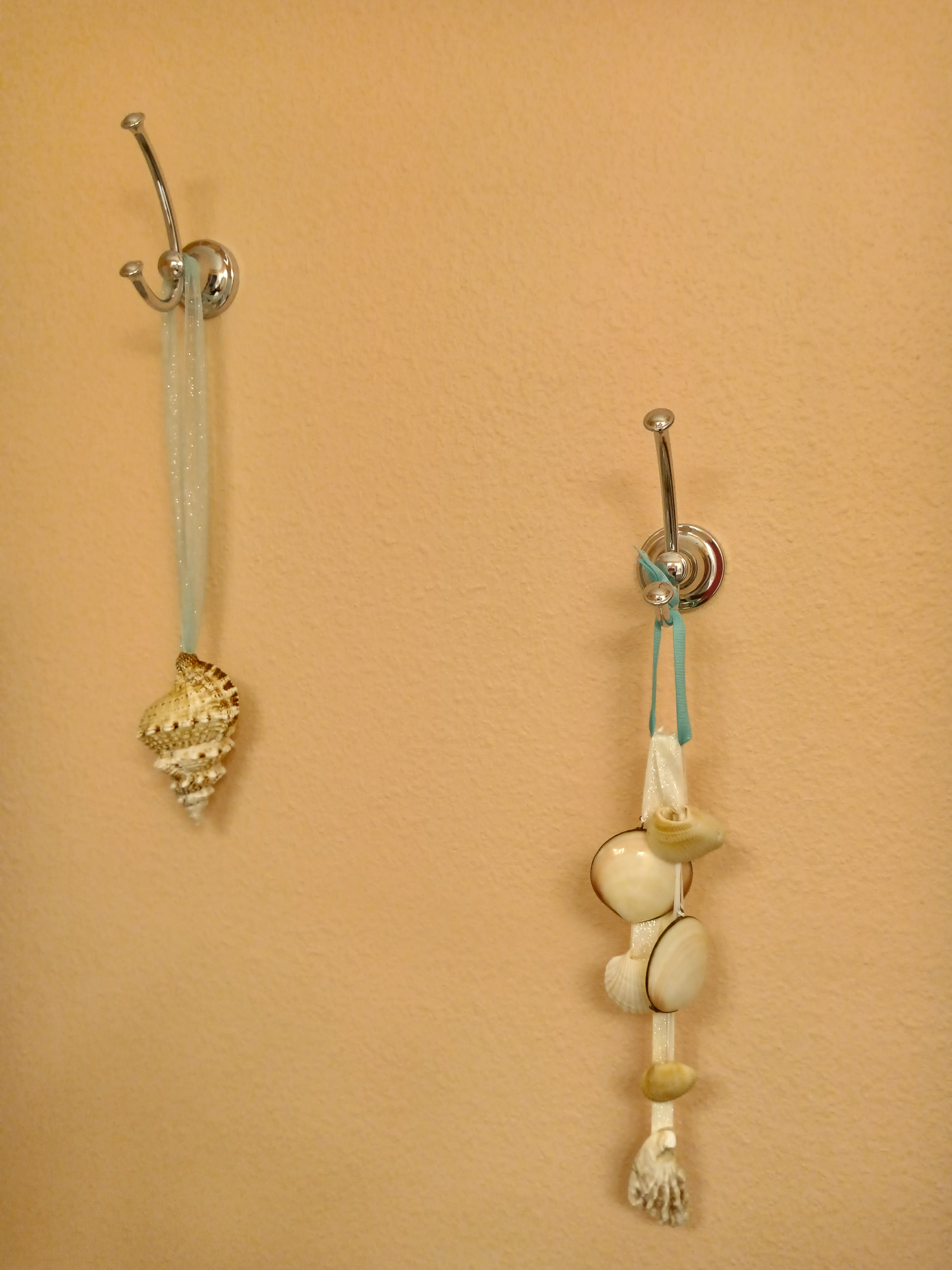Coastal bathroom seashell hook accessories